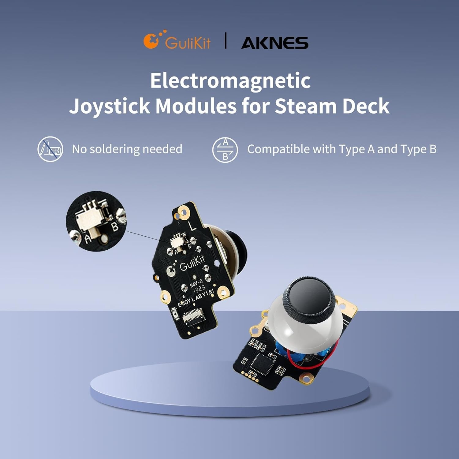 Lightweight GuliKit Joystick for Steam Deck: Type A & B Compatibility, Durable