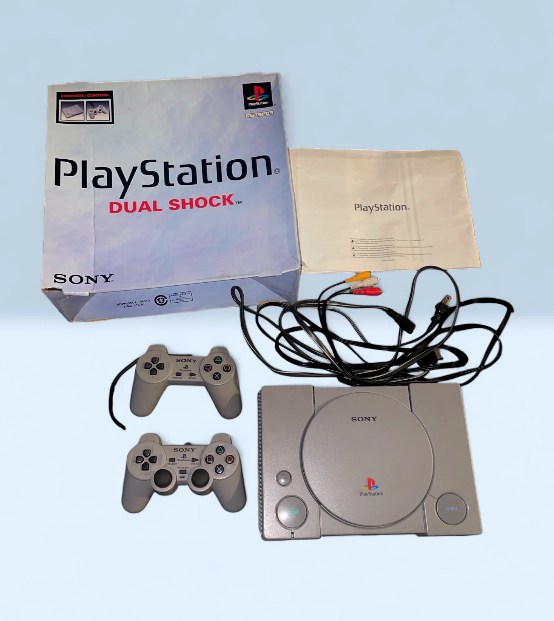 Sony PlayStation PS1 Console with Box Manual DualShock 2 Controllers Bundle
