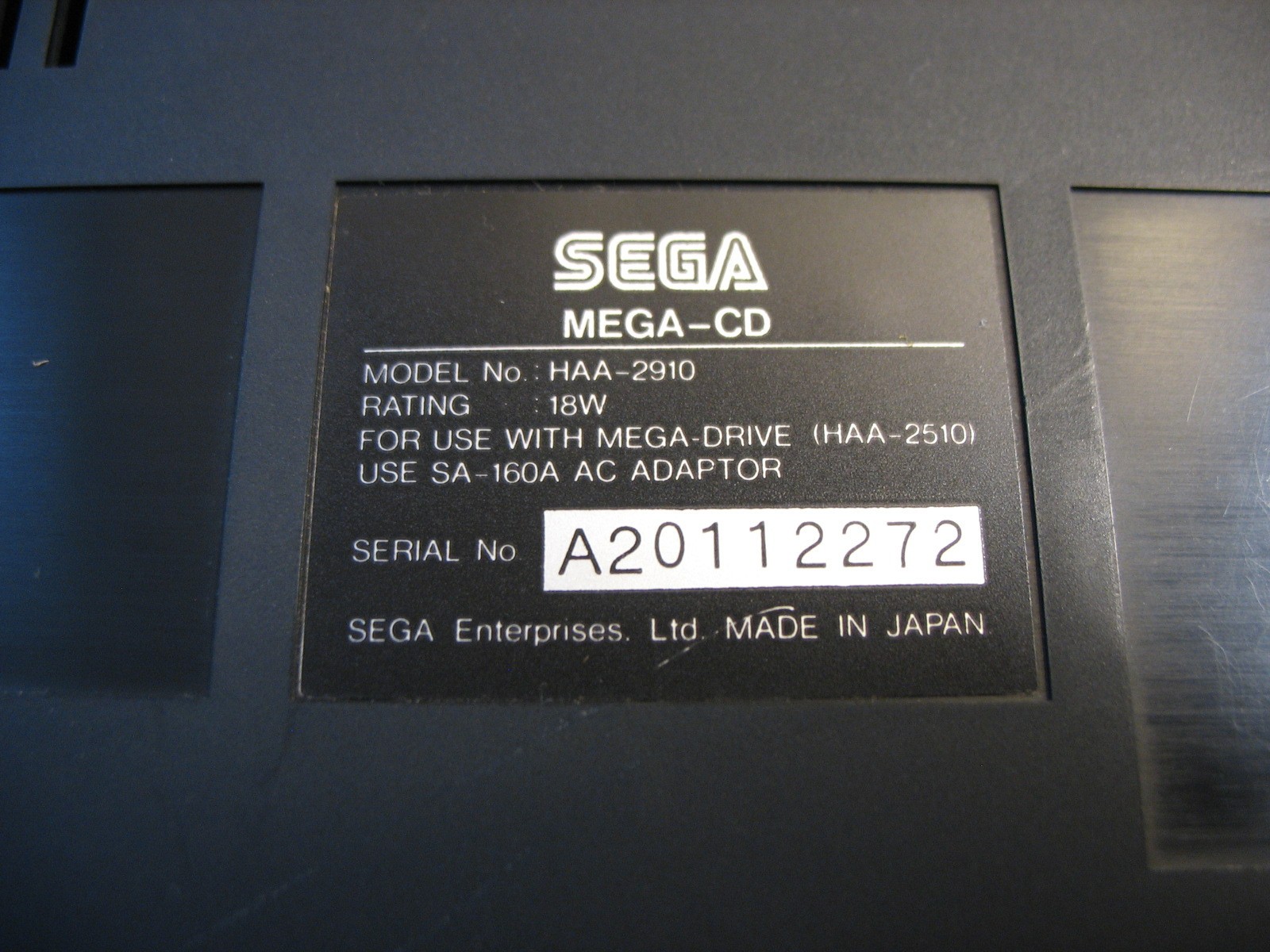 (ONLY UNIT NOT WORKING) SEGA MEGA CD FRONT LOADING CONSOLE JAP!