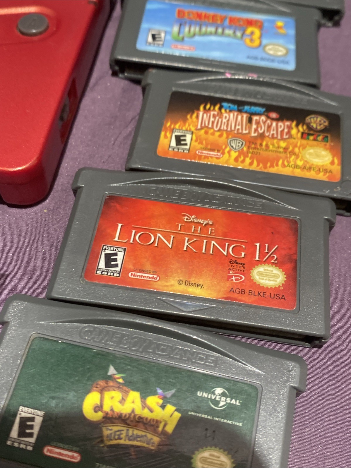 GBA SP Console Flame Red AGS-001 Nintendo Game Boy Advance Tested W/ Games Case