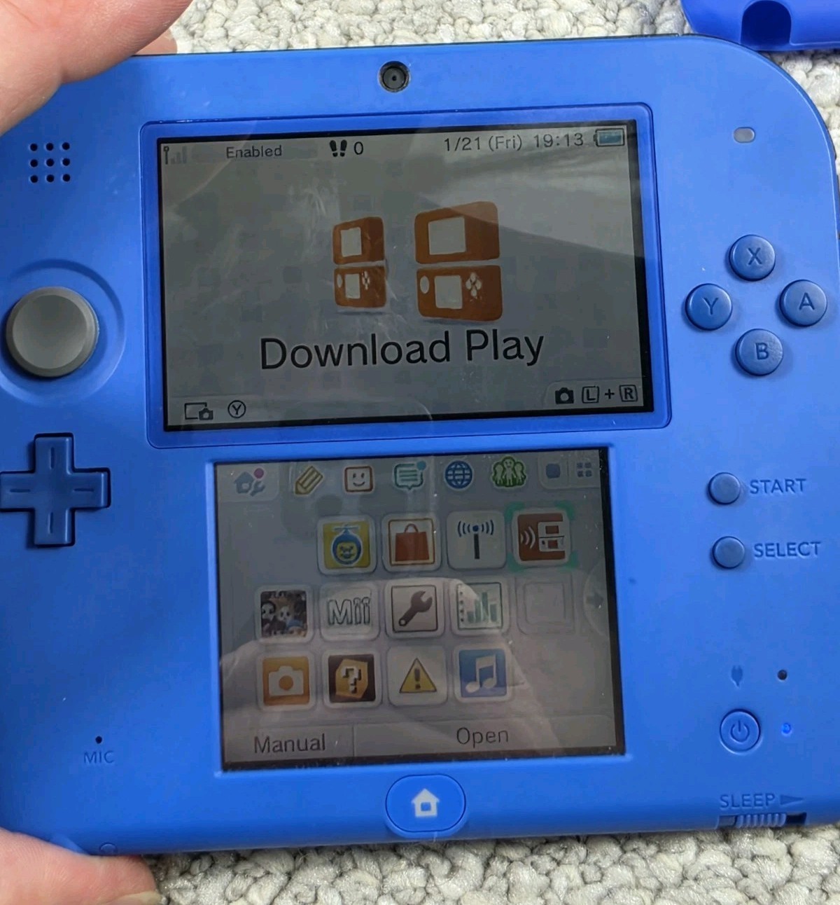 Nintendo 2DS Super Mario Bros Console Electric Blue w/ Extras Tested Working