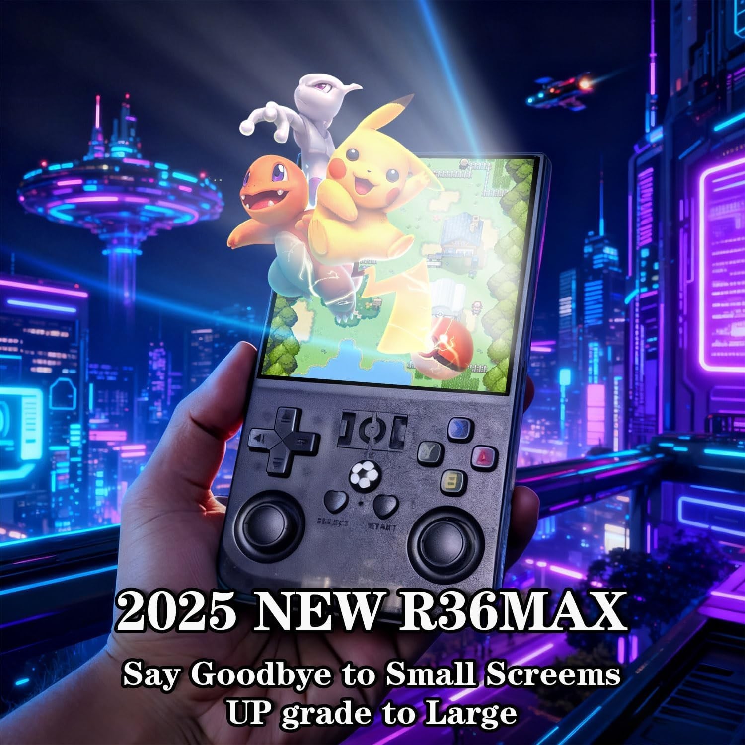 R36MAX Retro Handheld Game Console, 64GB Built-in Games, 4.0″ IPS Screen, Sav…