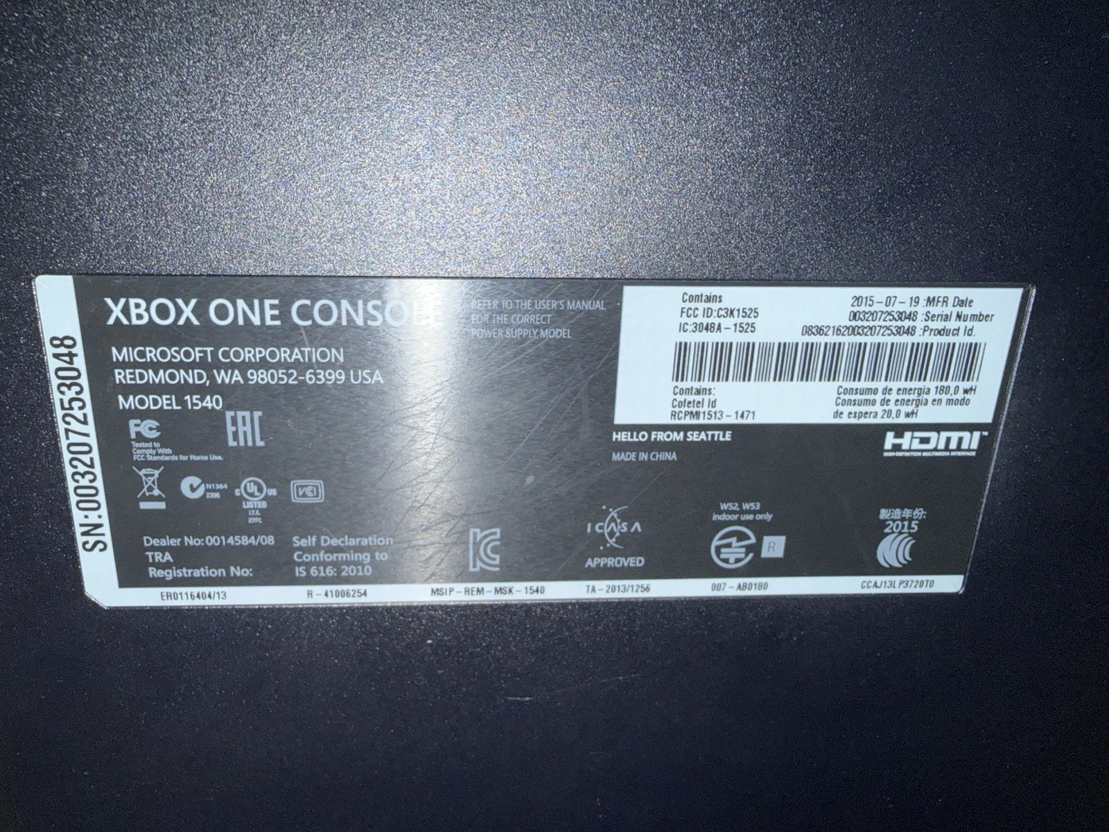 Microsoft Xbox One 1Tb Model #1540 Console w/ Controller, Cables & 9 Games
