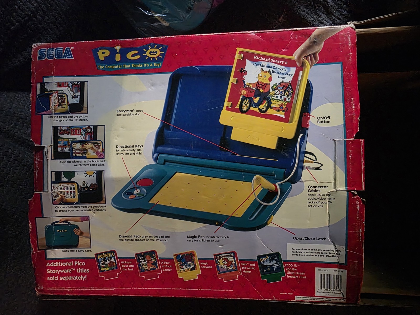 Vintage Sega Pico Console MK-49002 UNTESTED Parts or Repair ONLYPen Is Flacking