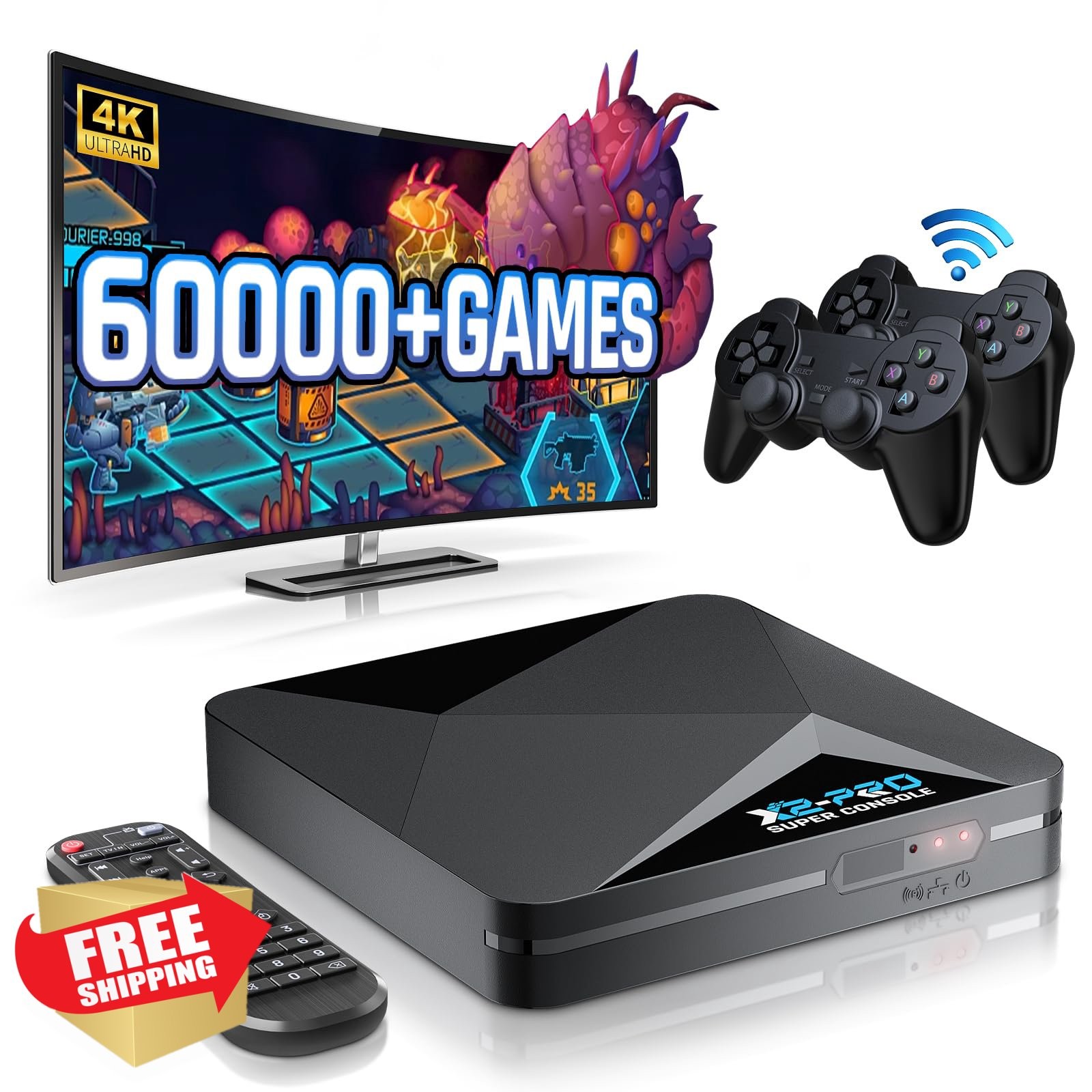 Super Console X2 Pro Retro Games 65K+ Emulators 4K Wireless Controllers