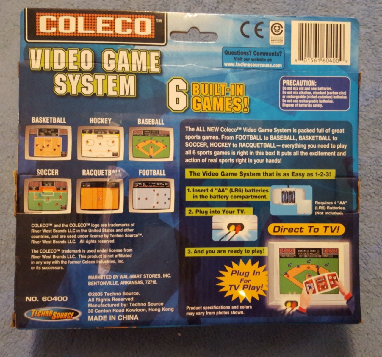 2005 Coleco Video Game System 6 Built-In Games Plug & Play – Batteries 5+ NIB