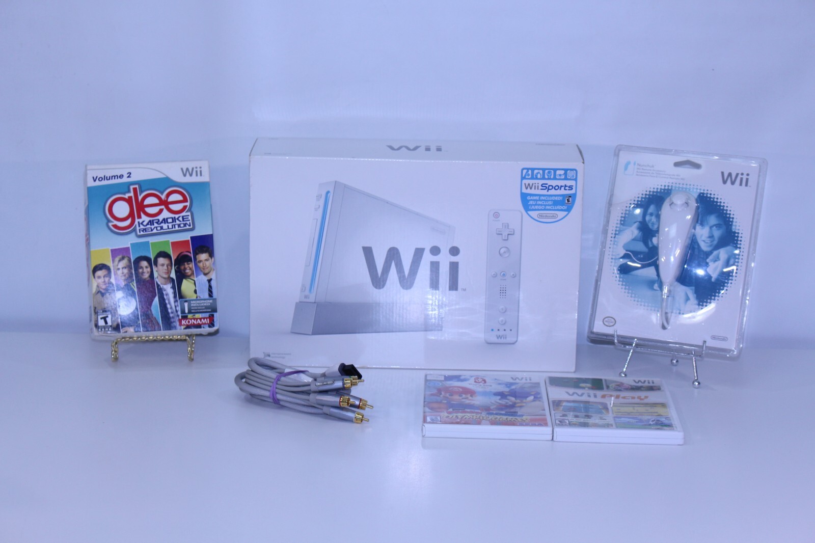 Nintendo Wii Console Lot Set OEM Bundle Video Games CIB Play Sports Glee RVL-001
