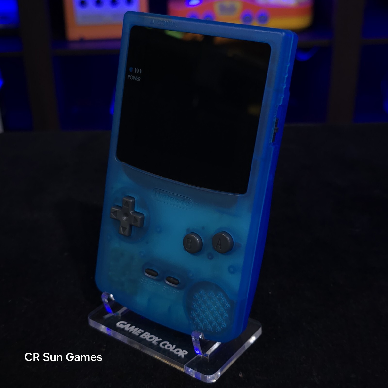 Clear Blue Gameboy Color Console OLED Touch Screen GBC Game Boy