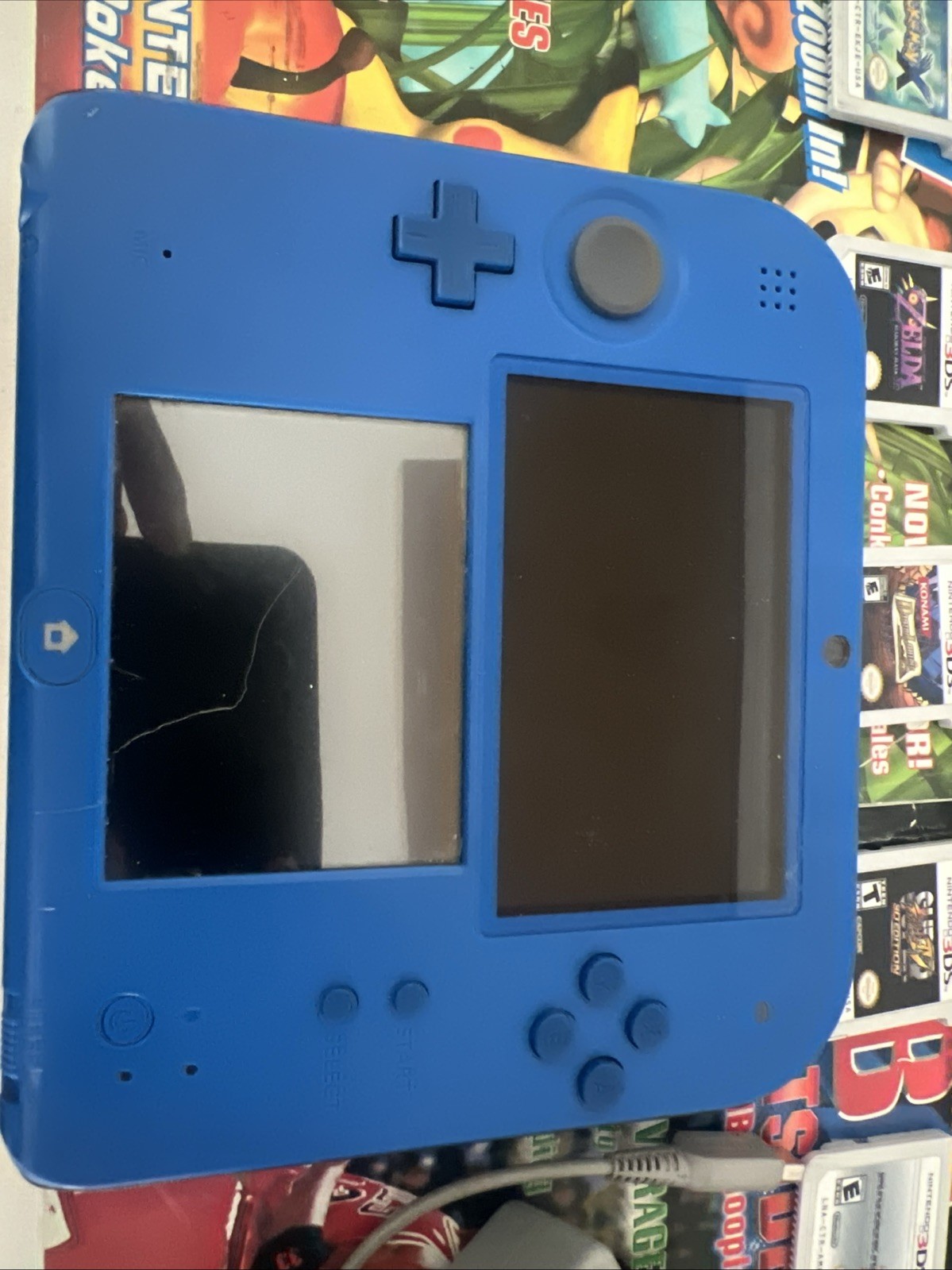 Nintendo 2DS Electric Blue + Pokemon X Zelda Majoras Mask + More Games + Charger