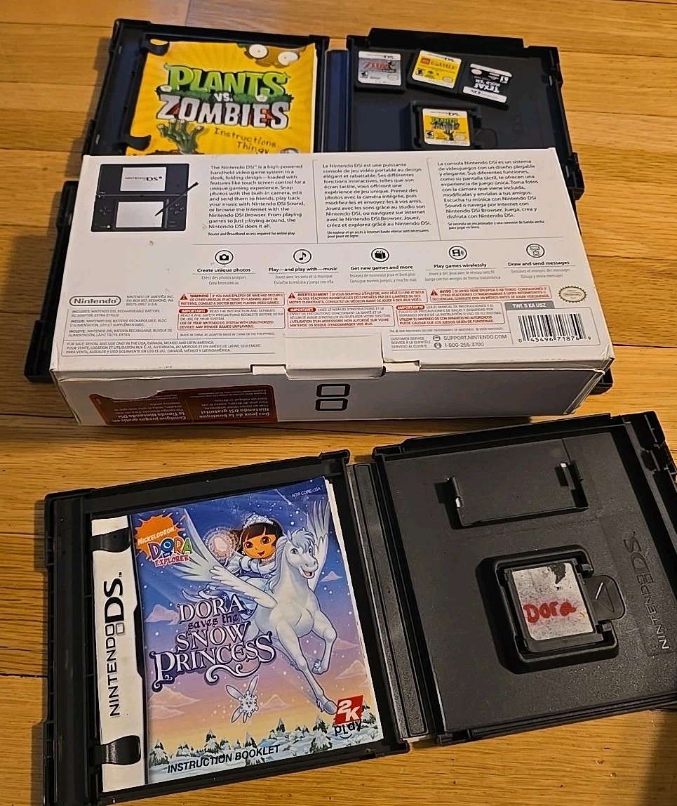 Nintendo DSi Black Handheld System Zelda Lego Plants Vs Zombies Games Cib Clean