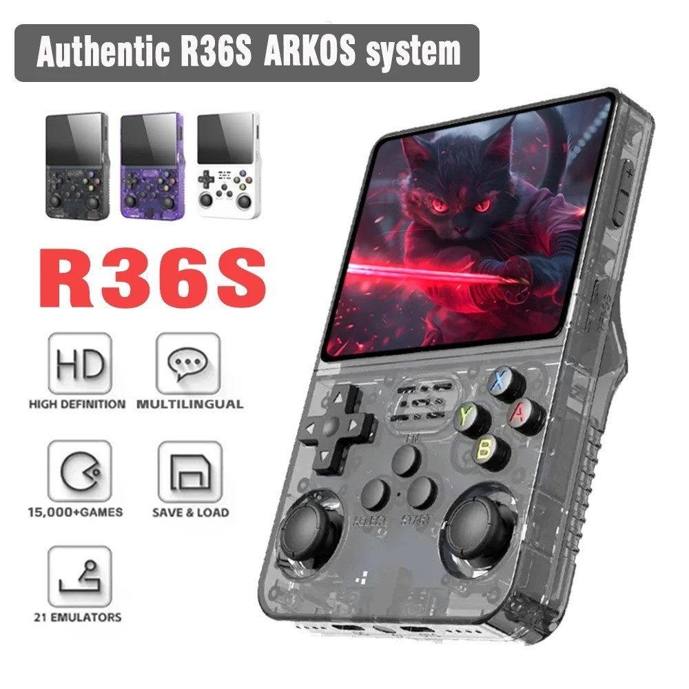 128GB R36S Retro Handheld Game Console 20000+ Games 3.5″ IPS Screen ArkOS