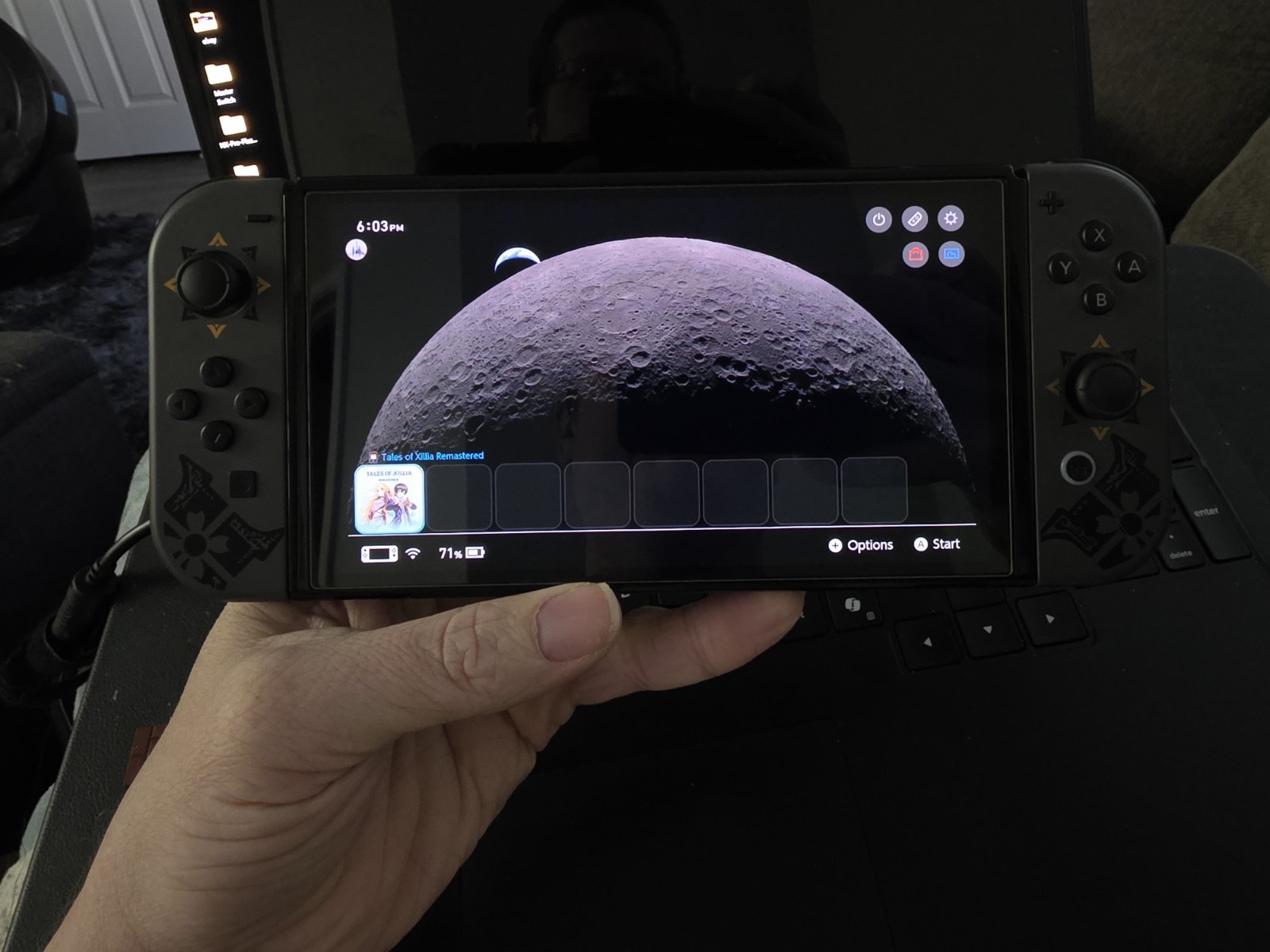Nintendo Switch OLED “Custom” Monster Hunter Joycons, Pre-installed Temp Glass