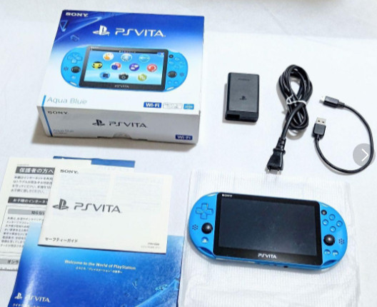 Near Mint SONY PCH-2000 ZA23 PS Vita Aqua Blue Console Wi-Fi model JAPAN F/S