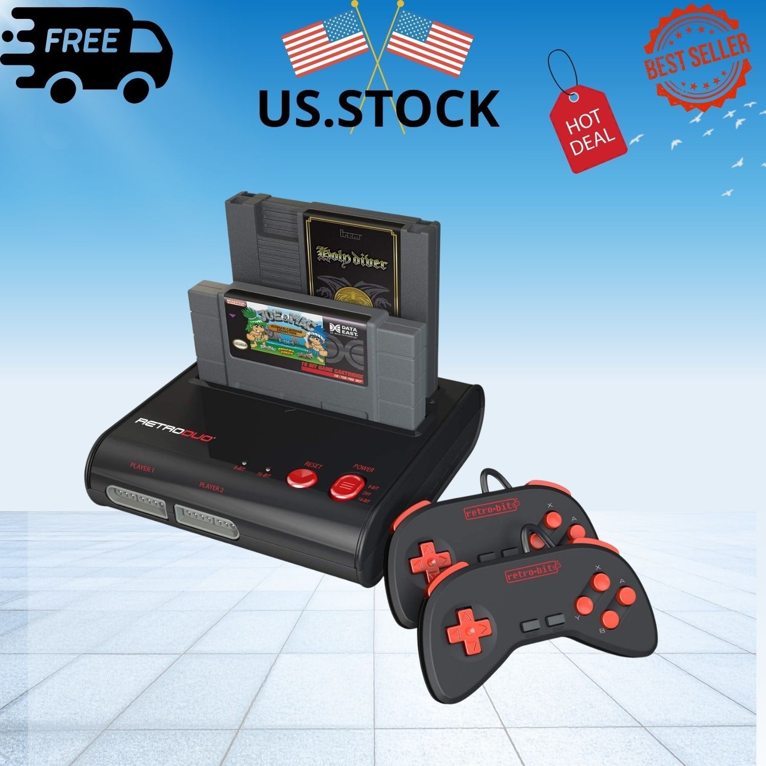 Retro Duo 2-in-1 Console NES/SNES Black/Red
