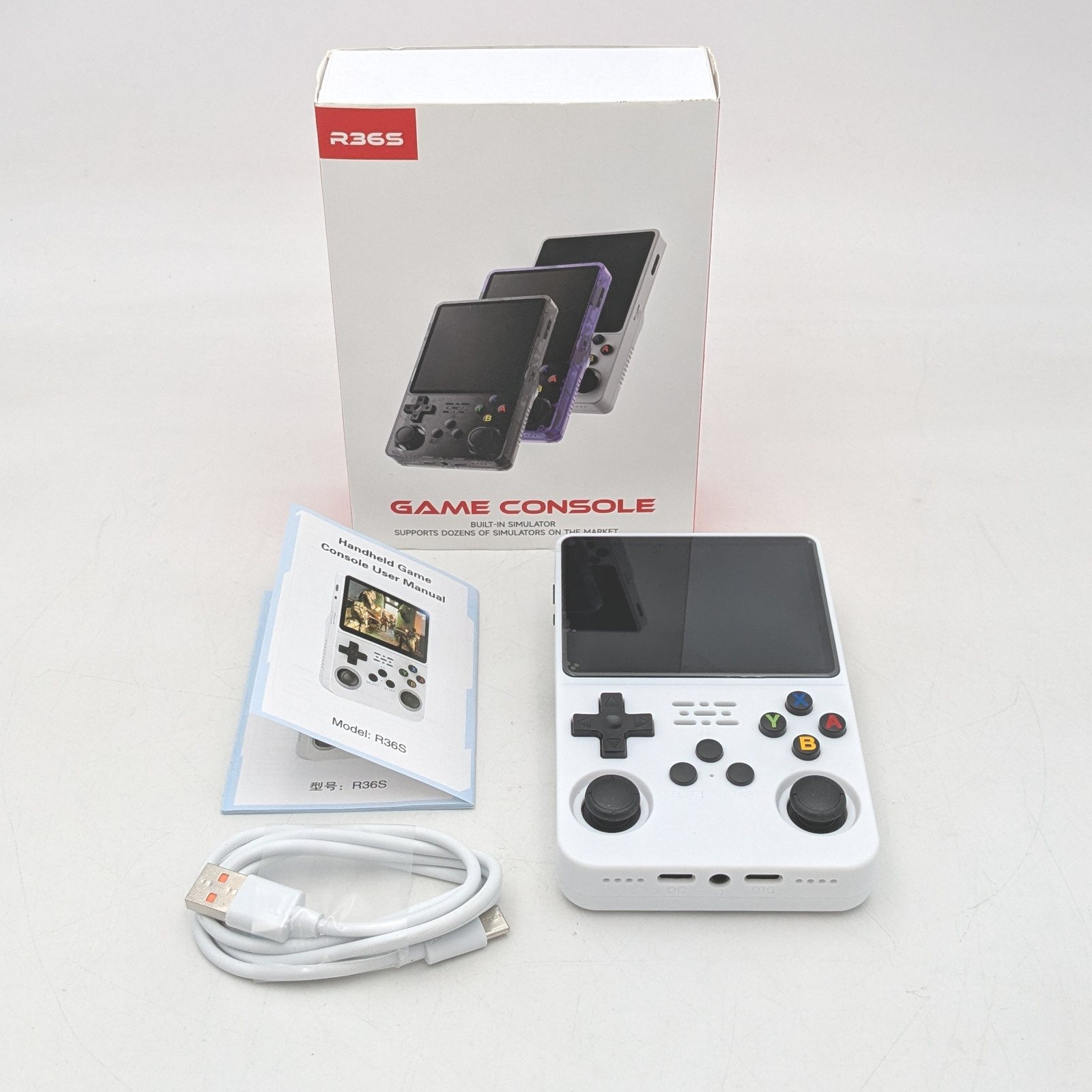 R36S Retro Handheld Gaming Console Built-In Simulator 3.5″ IPS Screen – White