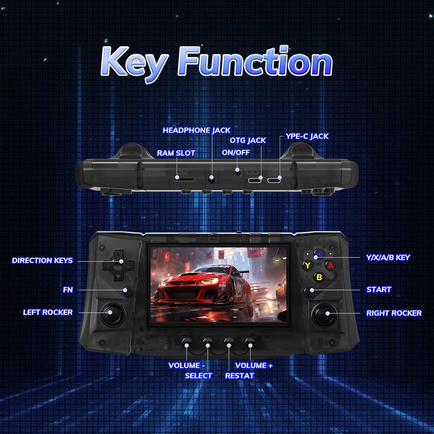 【50000 in 1】 R50 Ultra Handheld Game Console 4.5 Inch IPS Screen Mini Retro Cons
