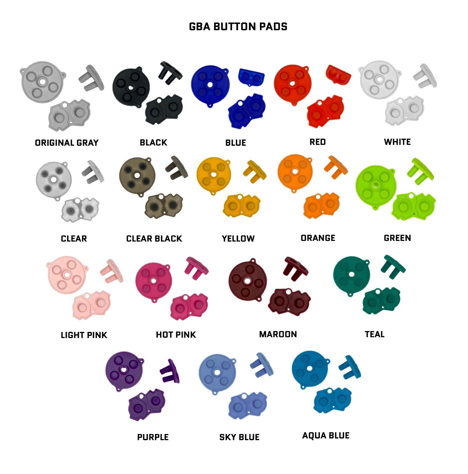*NEW* Nintendo Game Boy Advance GBA Pokemon Gold System CUSTOM BUTTONS PADS LENS