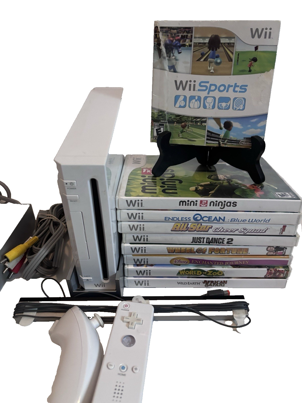 Nintendo Wii Sports RVL-001 CONSOLE SYSTEM Bundle TESTED Controller GAMES LOT