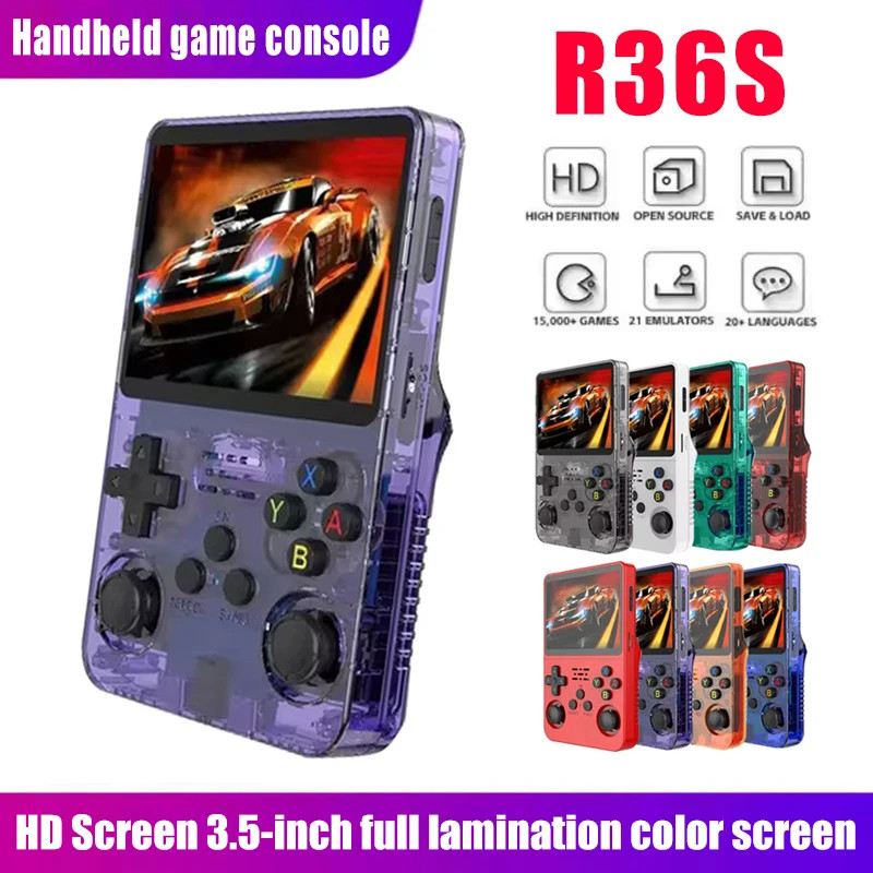 R36S Retro Portable Gaming Device With Built In Games 64GB/128GB/256GB