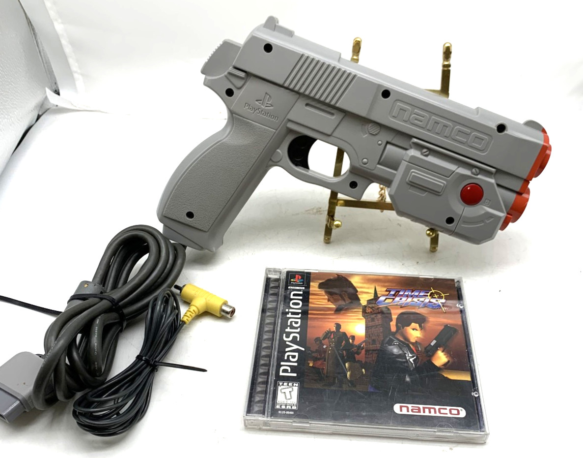Time Crisis 1 (Sony PlayStation 1 PS1, 1997) w/ NAMCO Gun Con Light Gun