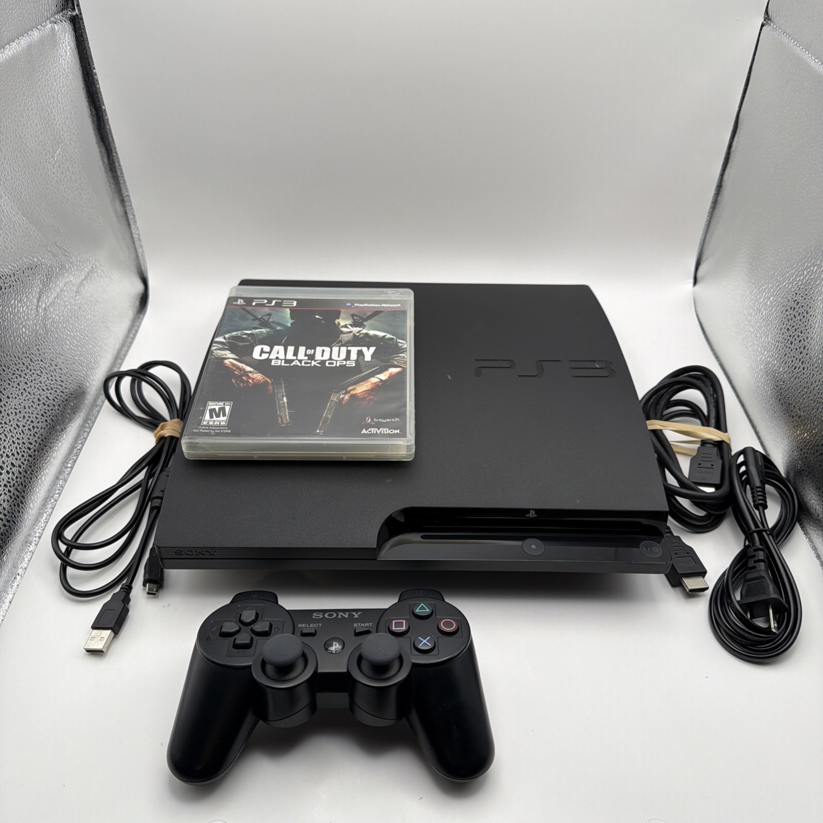 Sony PlayStation 3 PS3 Slim Console 320GB (3001B) w/Controller & Cables Working!