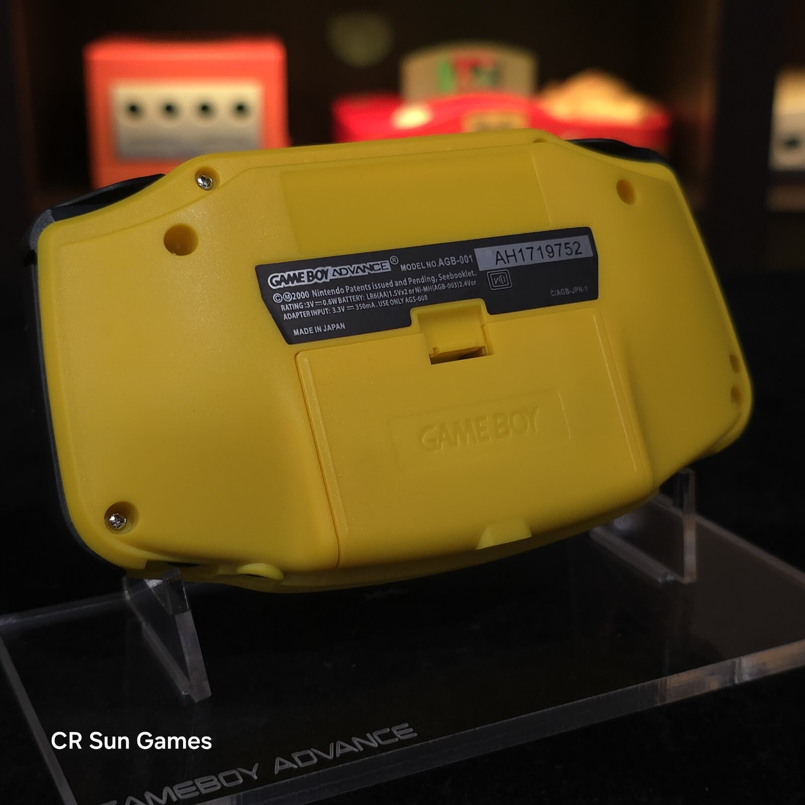Yellow Game Boy Advance GBA iPS V5 LCD USB-C 1800 mAh Rechargeable Battery