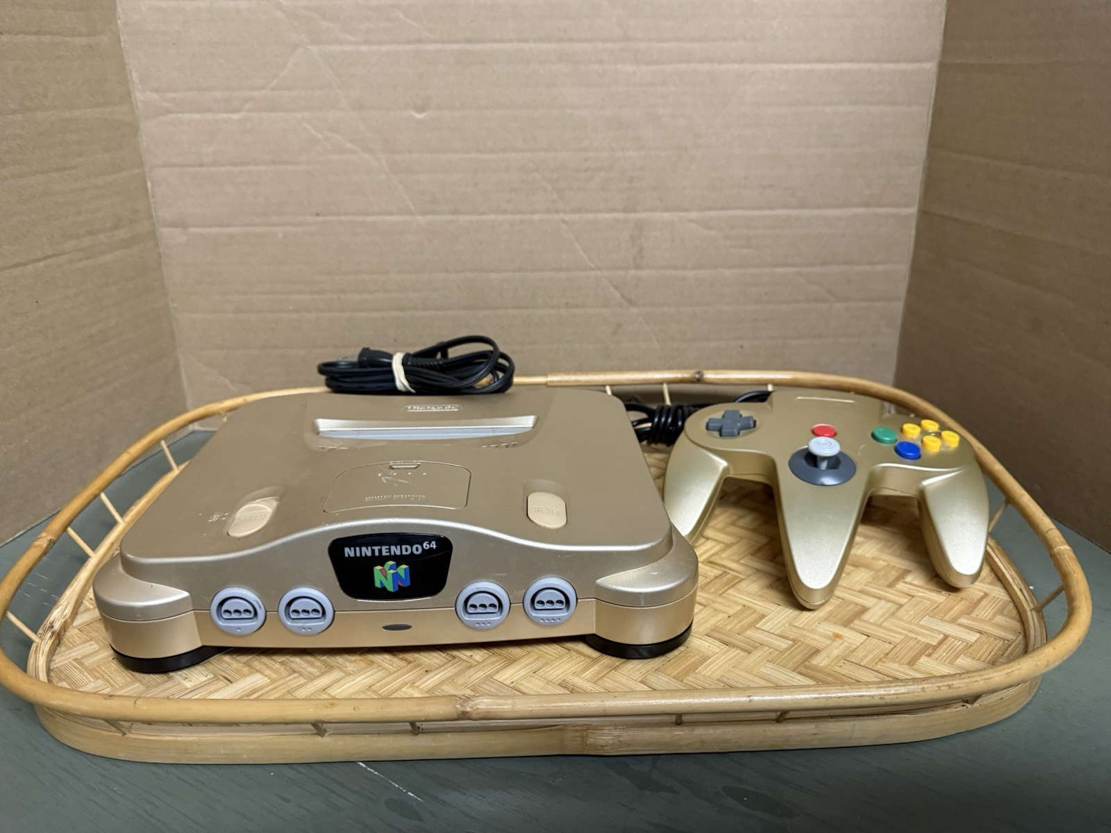 Nintendo 64 Console Controller & Power Cord Gold Japan Tested Region Free
