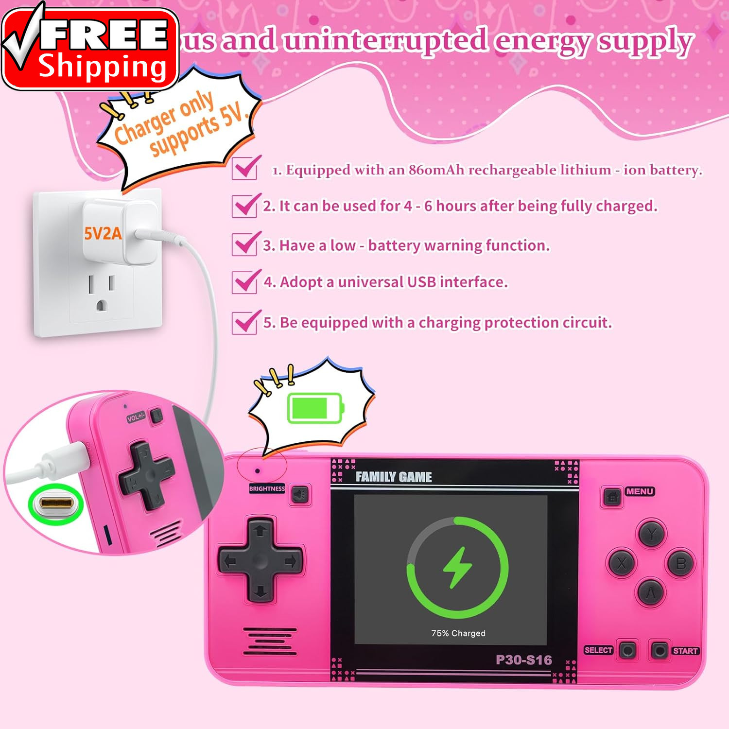 Handheld Game for Kids -Preloaded 220 Retro Video Games, Portable Gaming Player