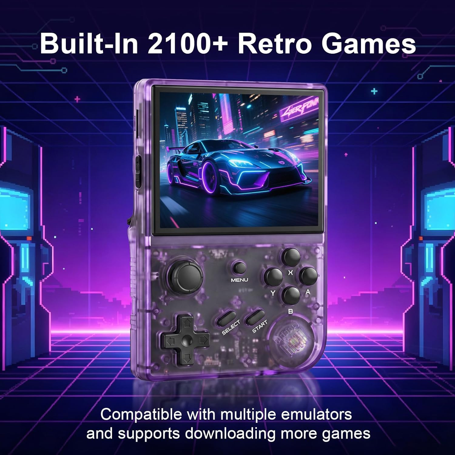 Retro Handheld Game Console with 2100+ Built-In Games, 64GB TF Card, 3.5-Inch IP