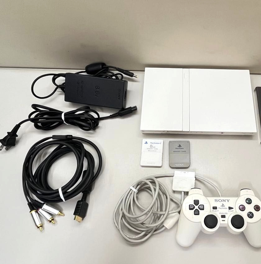 SONY PS2 SCPH-75000 Ceramic White Slim Console Tested w/ Controller, Softwares
