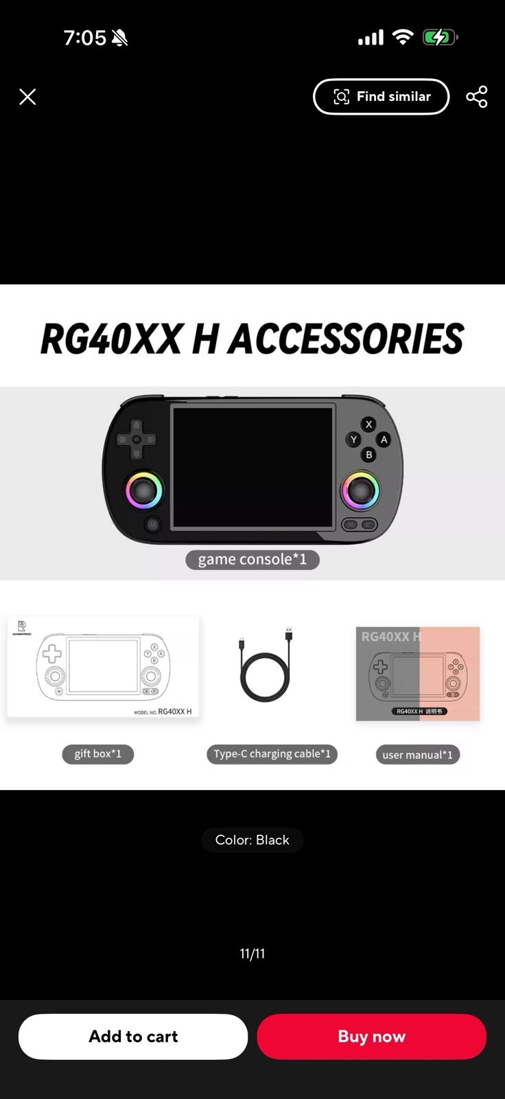 ANBERNIC RG40XX H Handheld System 64GB USB-C 960p Rechargeable Blue Grey
