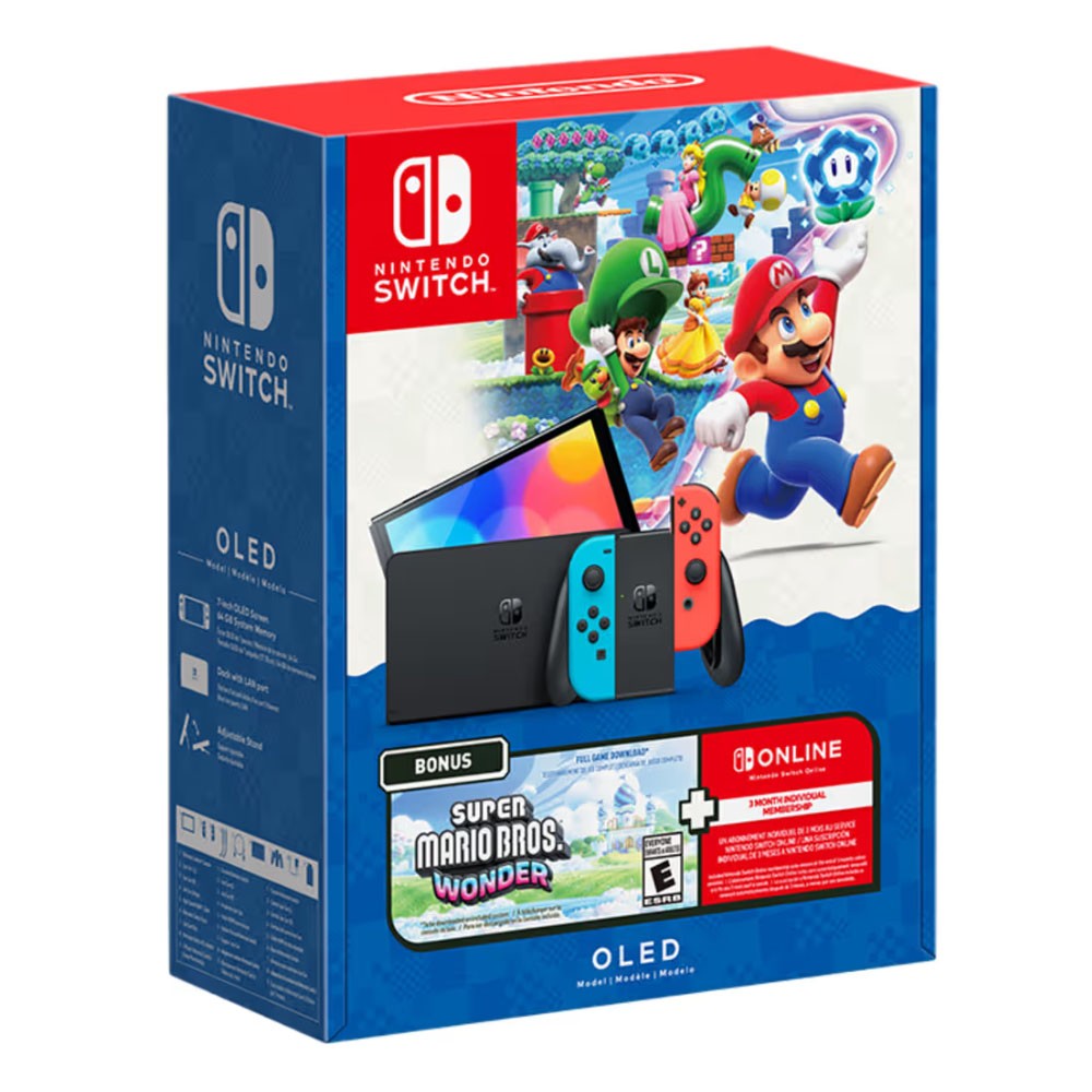 Nintendo Switch OLED Super Mario Bros. Wonder Bundle + 3 Month Online Membership