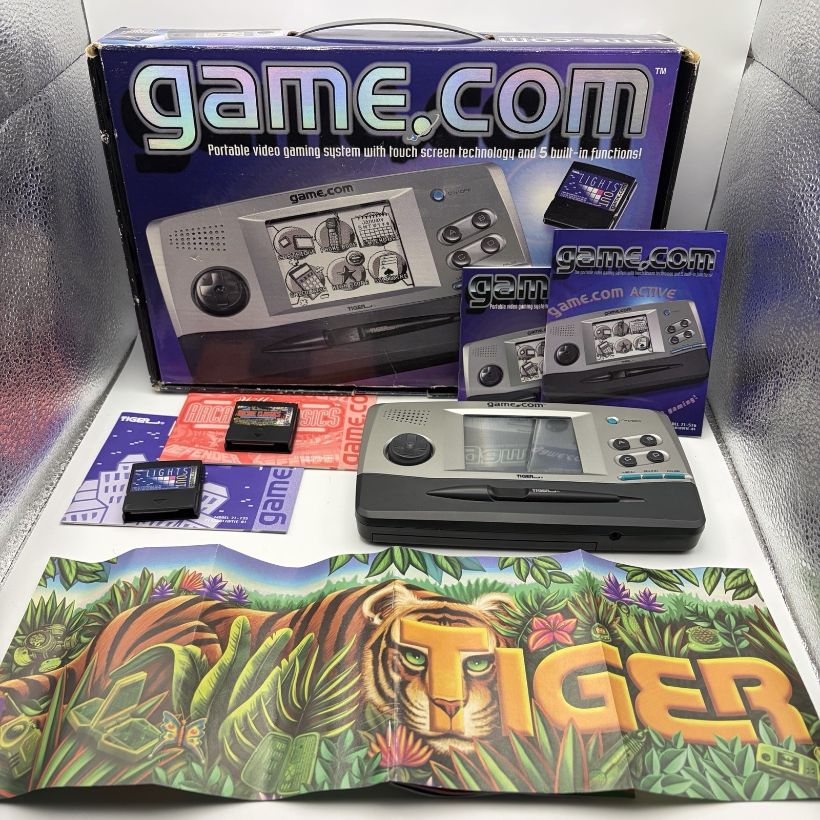 Tiger Game.com Handheld Console Complete in Box CIB Works Tested – Screen Issues