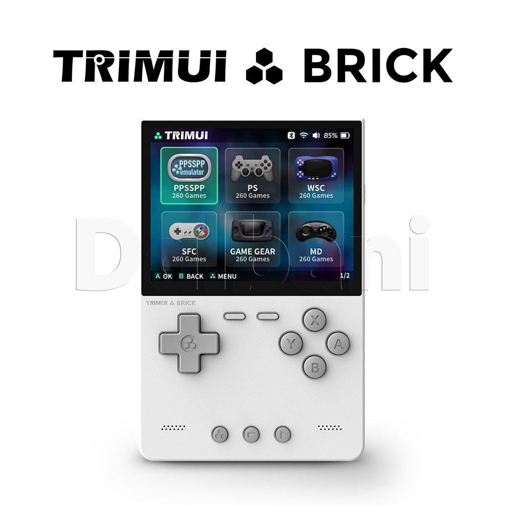 TrimUI Brick White Open Source Handheld Game Console with 64GB