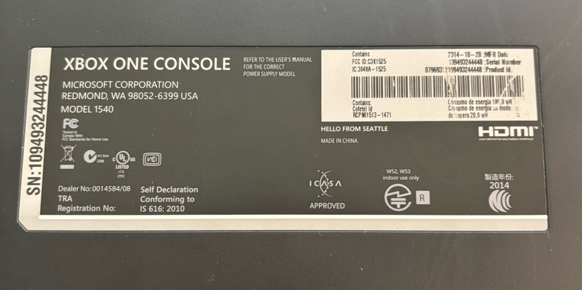 Microsoft Xbox One Gaming Console Black Model 1540 With Power Supply 500GB HDMI