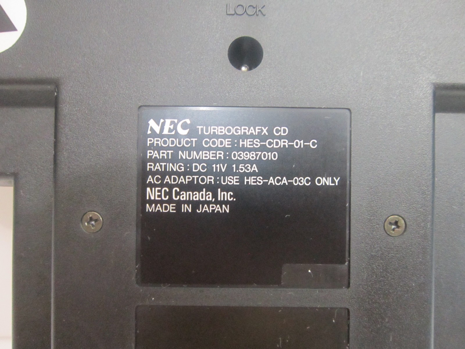 TurboGrafx 16 CD System Docking Bay ONLY NEC TG16 Dock Base FOR PARTS OR REPAIR