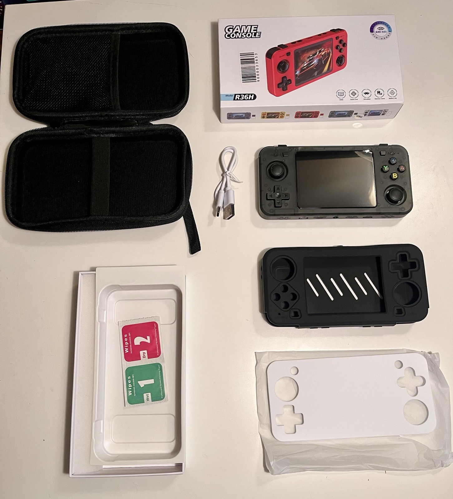 New R36H Handheld Game Console 3.5-Inch IPS Screen Linux RK3326 Quad-Core New