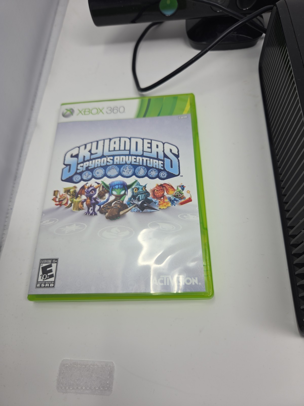 XBOX 360 Console Tested Bundle W/ Kinect, Game, Power Cord, Aux, No Controller