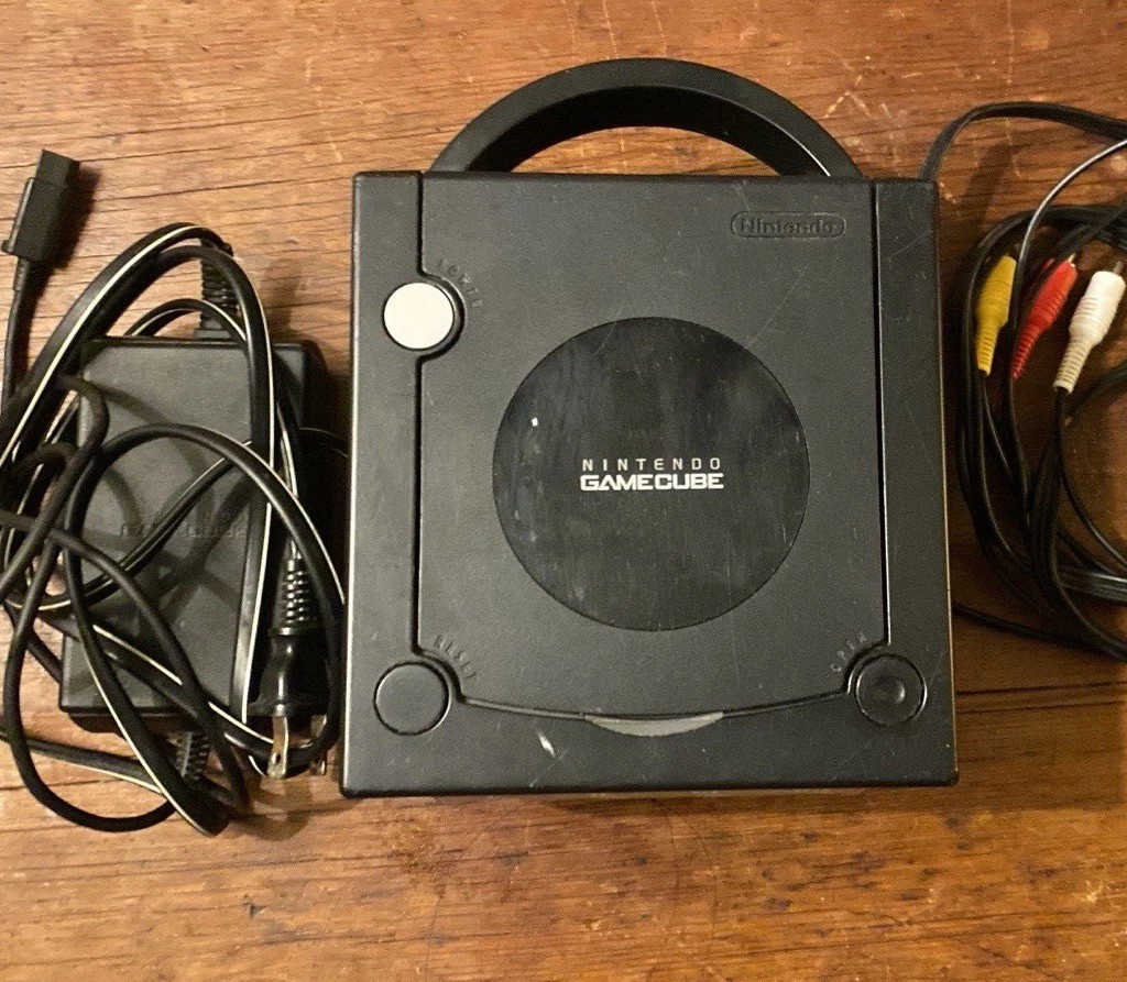 Nintendo GameCube Black Home Console w/ Power Adapter, AV Cable, Composite RCA
