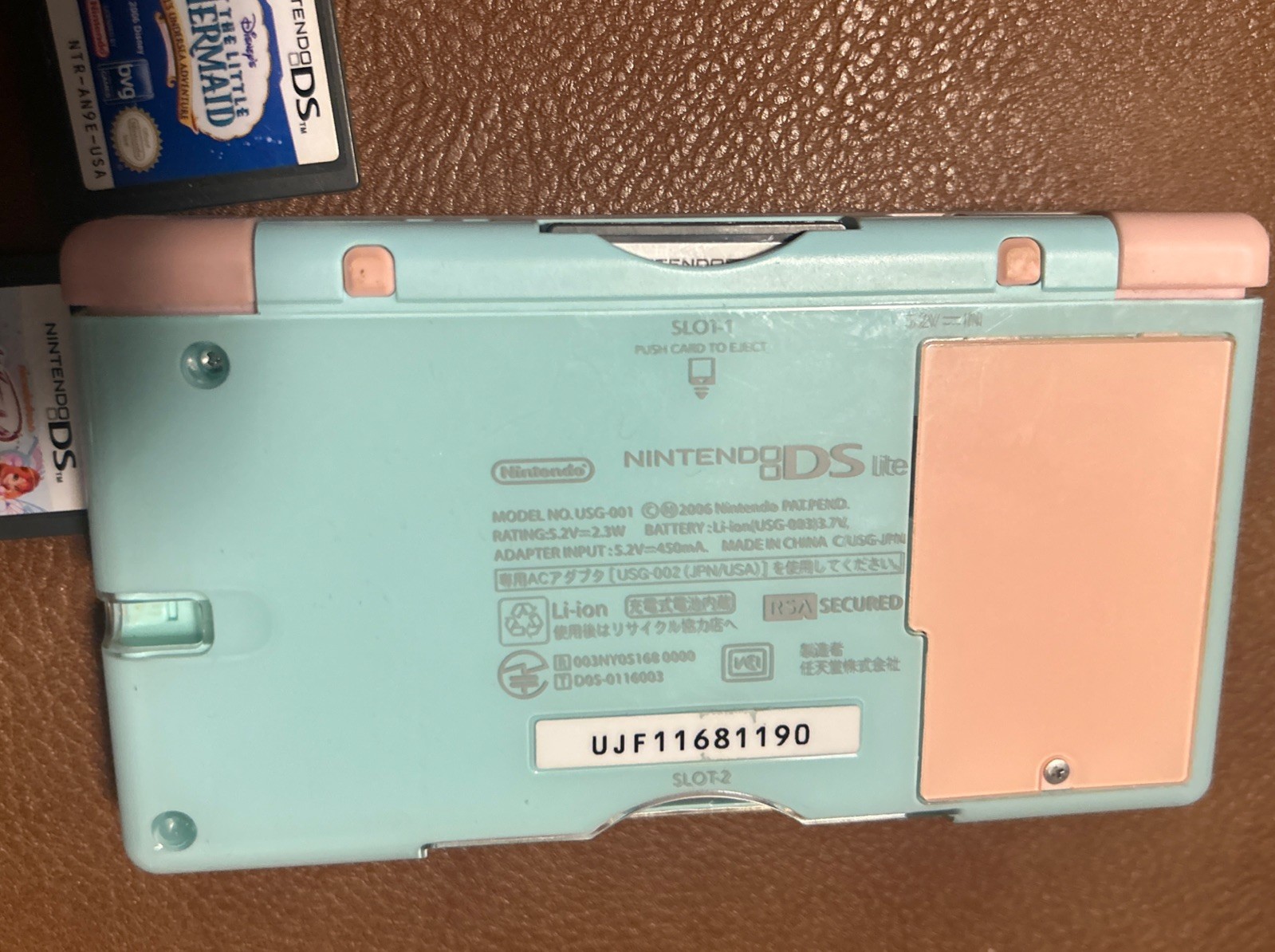 Nintendo DS Lite Pink & Blue – Tested With Games Nintendogs, Little Mermaid