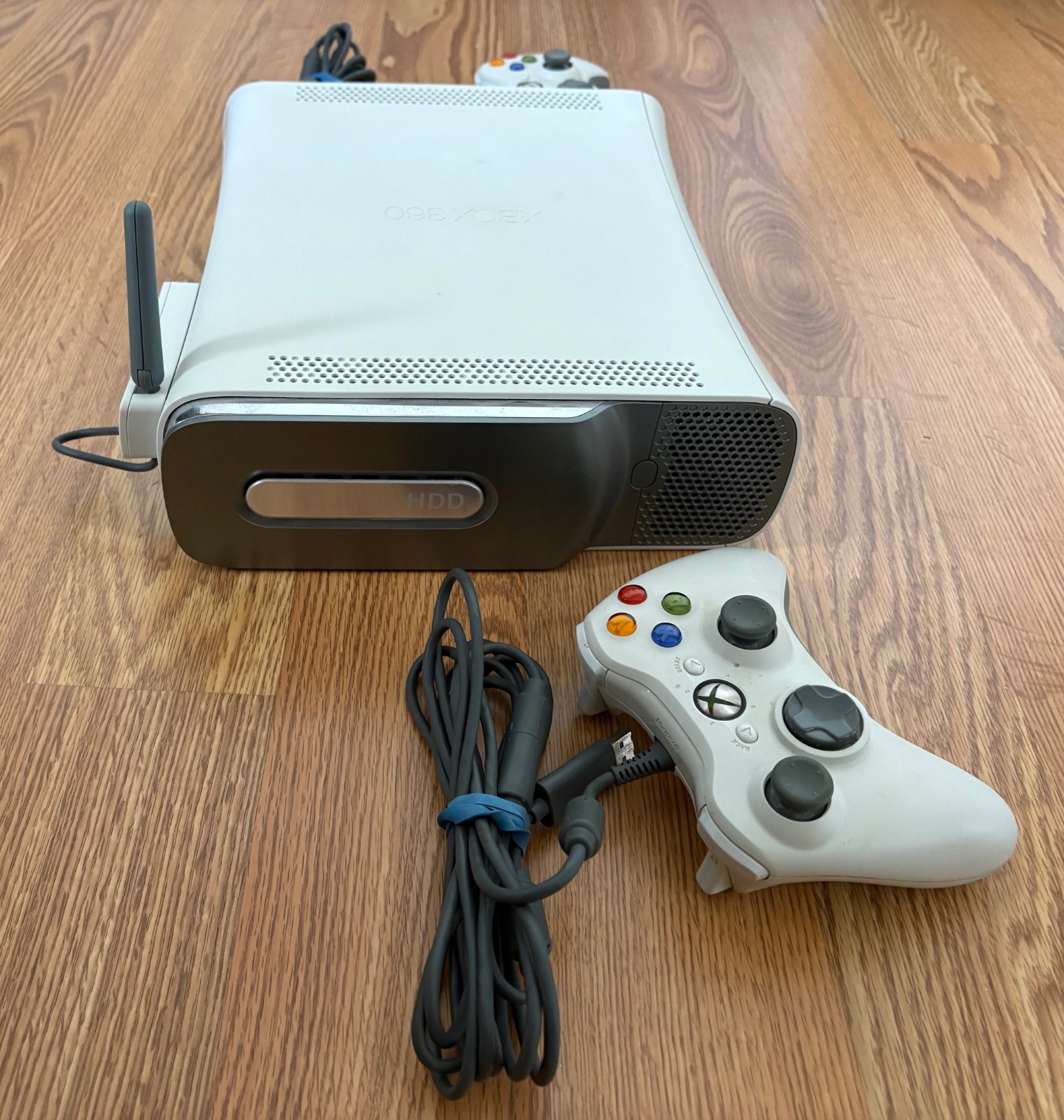 Microsoft XBox 360 console w/2 controllers & 11 games, power supply – BUNDLE