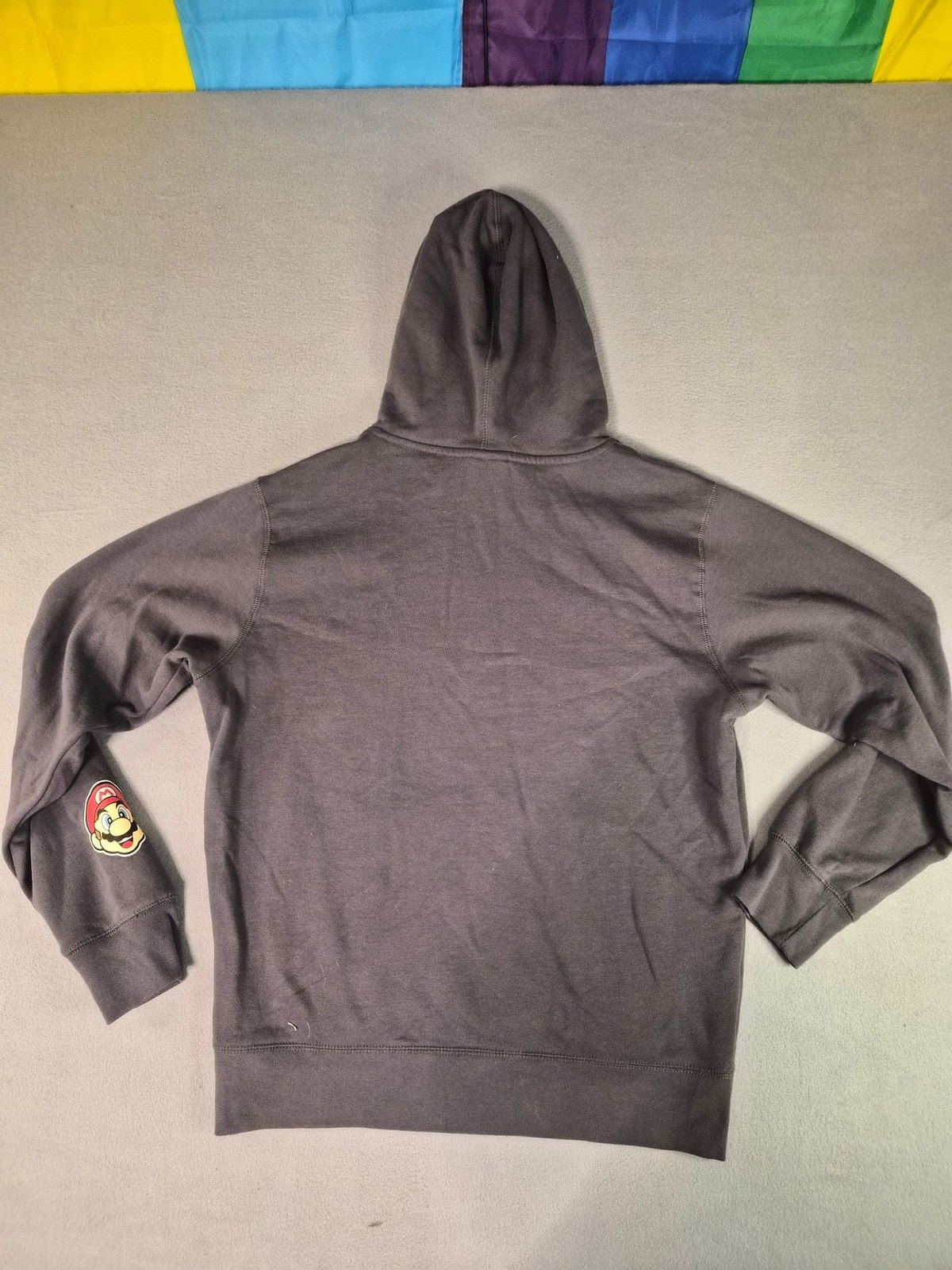 Nintendo Super Mario Logo Graphic Pullover Hoodie with Sleeve Patch