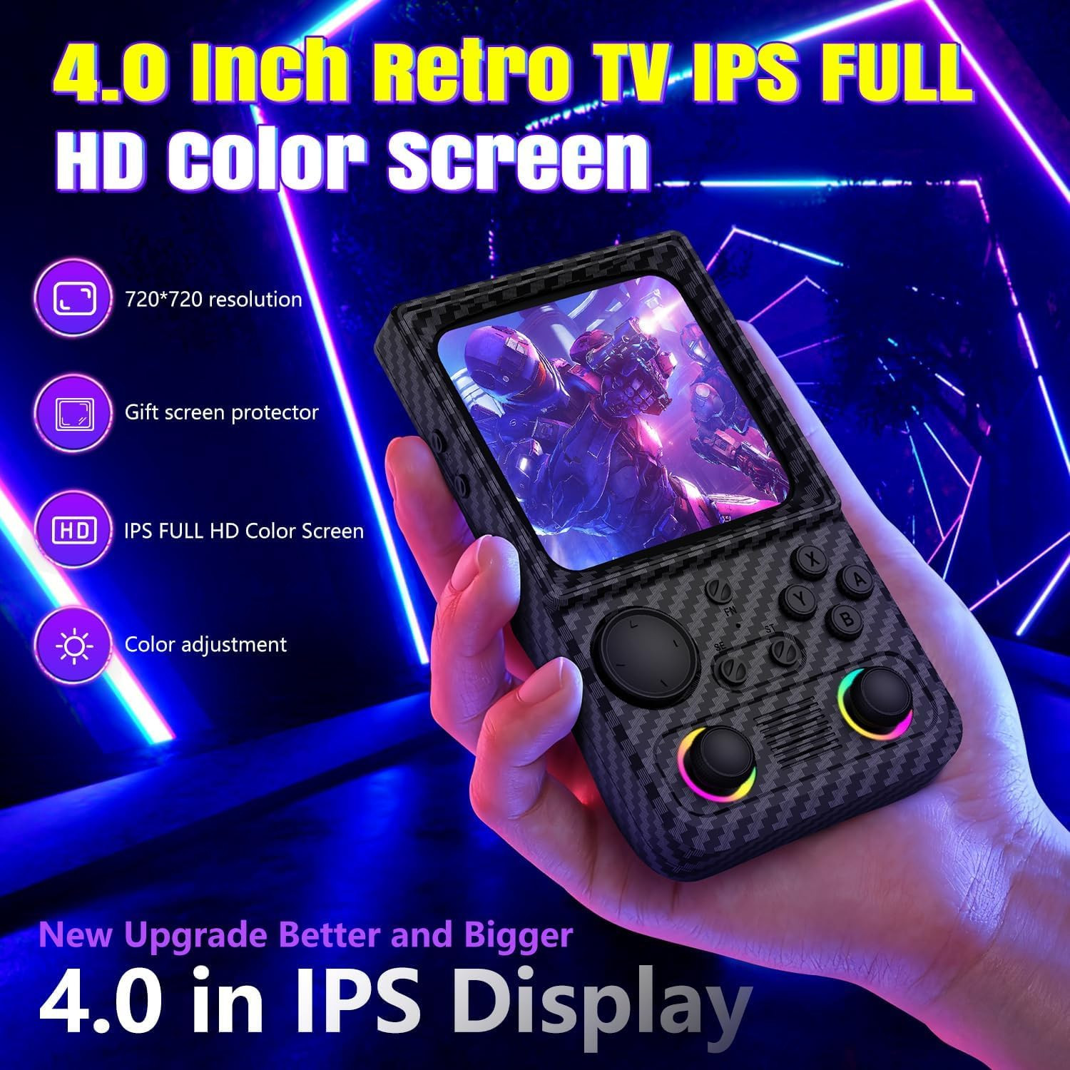 R36TMAX Retro Gaming Console, 4.0” IPS Screen, Retro Handheld Game Console 64GB