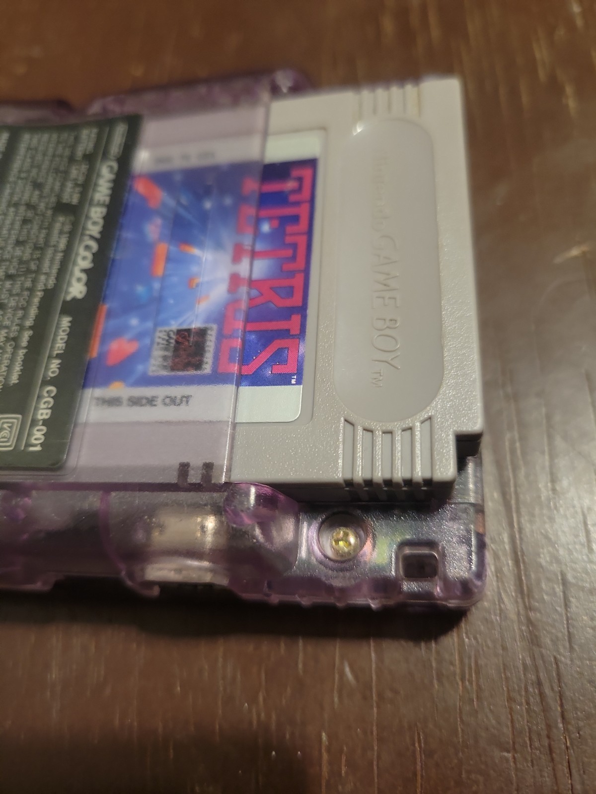 Nintendo Game Boy Color CGB-001 Clear Purple, GOOD, BUNDLE W/TETRIS, SEE PICS