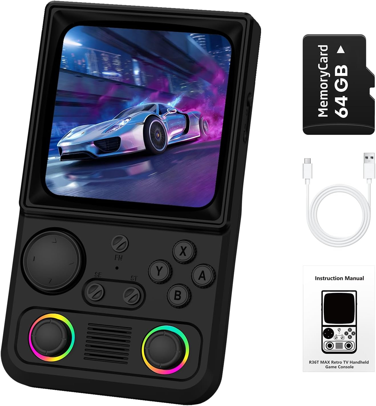 R36TMAX Retro Handheld Game Console, 64GB, 18000+ Games, WiFi Support