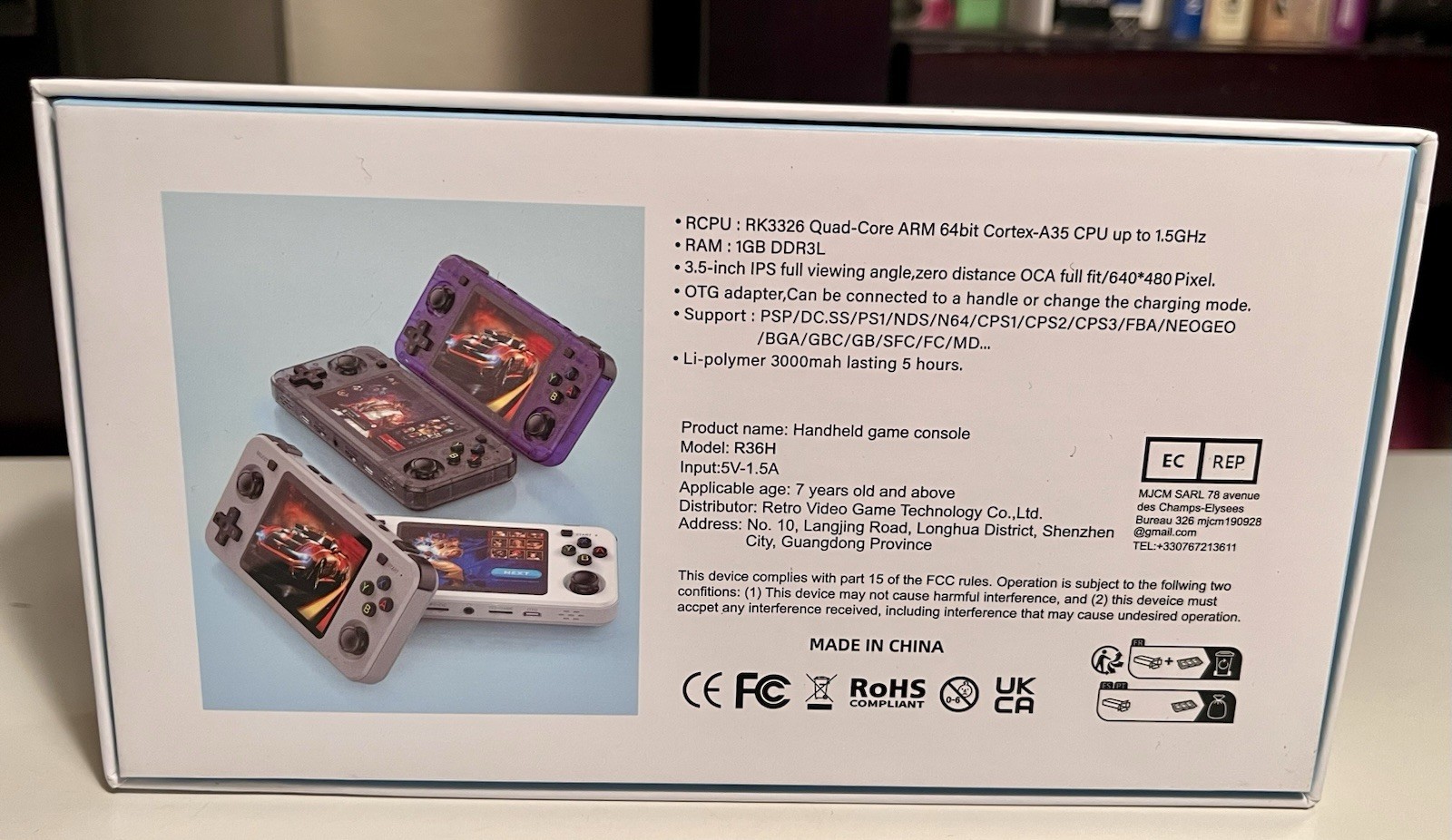 New R36H Handheld Game Console 3.5-Inch IPS Screen Linux RK3326 Quad-Core New