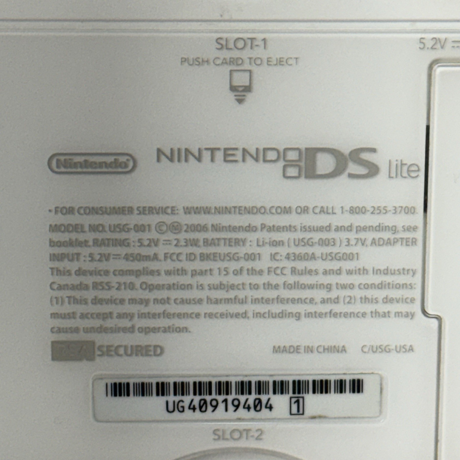 Nintendo DS Lite Handheld Game Console Only USG-001 No Charger For Parts Repair