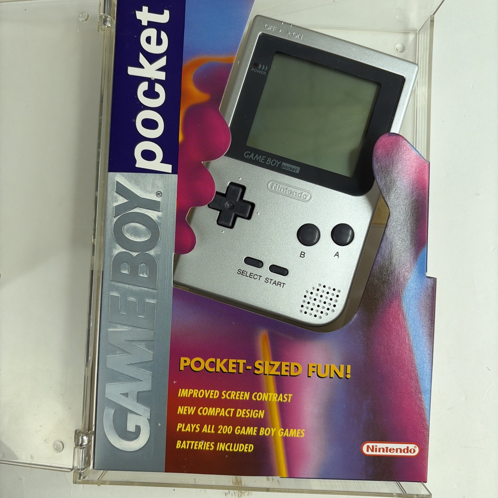 Nintendo Game Boy Pocket Silver Handheld MGB-001 Complete Box CIB Tested