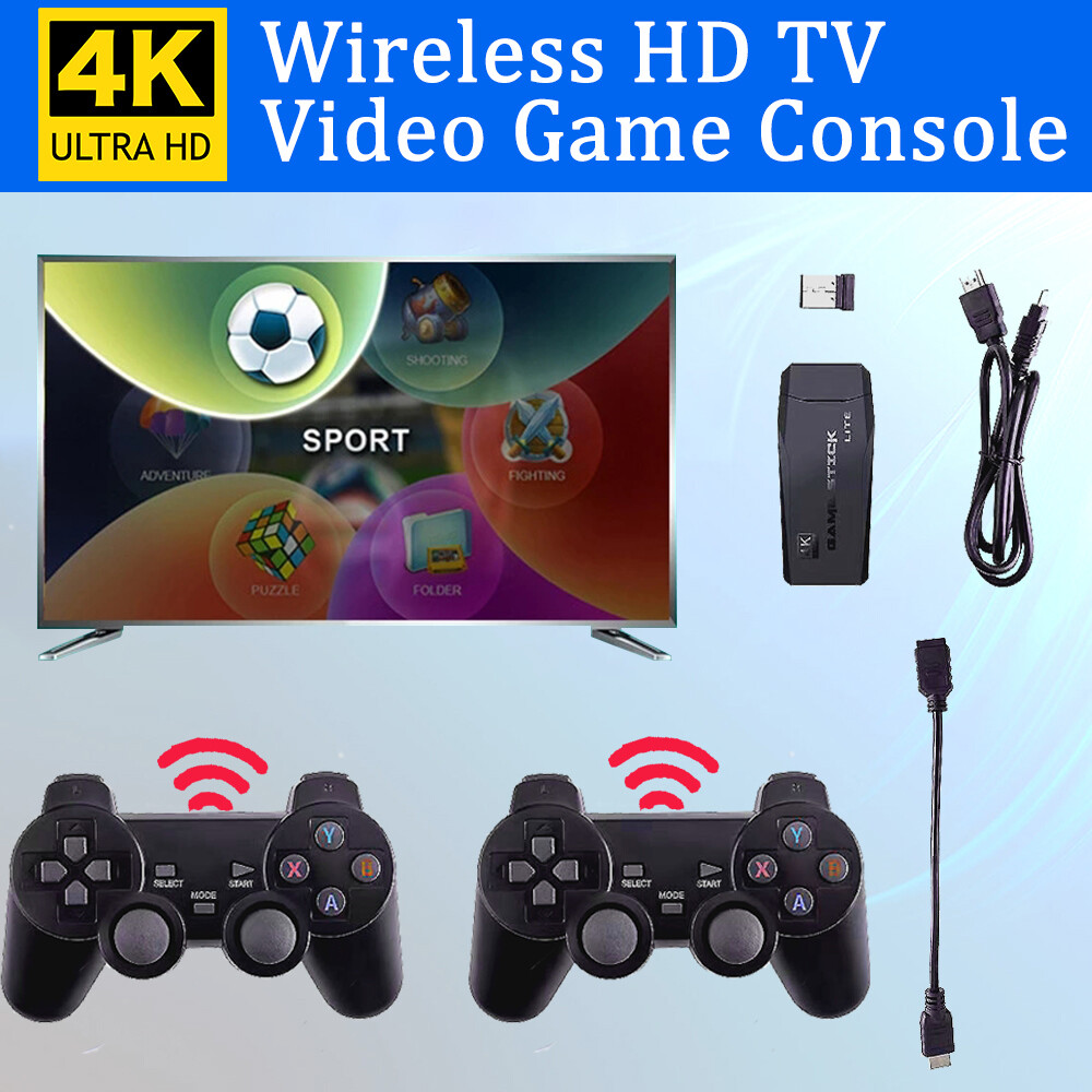 2.4G 4K Wireless HD TV Video Game Console 10000+Built-in Games+ 2 Gamepad USA