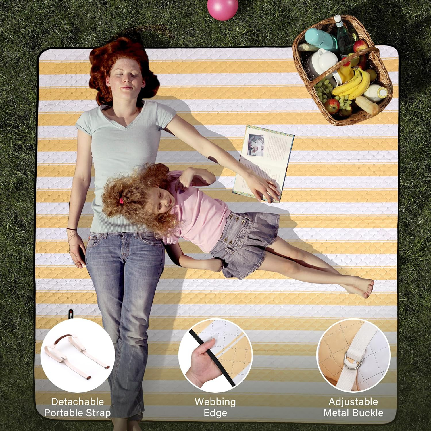 Extra Large Picnic Outdoor Blanket, 80”X80” Waterproof Picnic Mat Foldable Campi